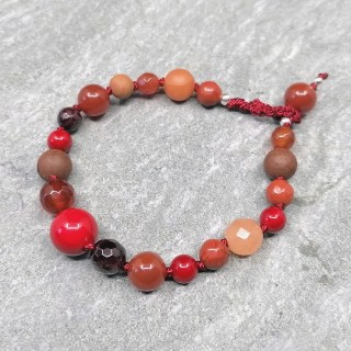 Edelstein Armband Rot, handgeknüpft, gehäkelter Verschluss